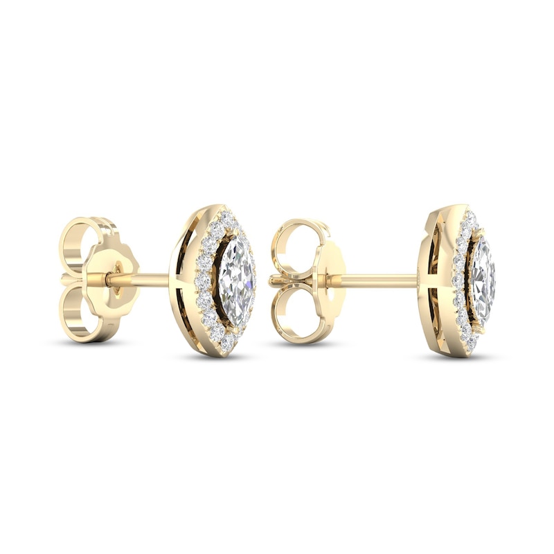 Main Image 4 of Diamond Earrings 1/3 ct tw Marquise & Round-Cut 10K Yellow Gold