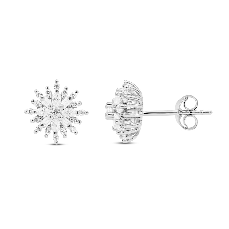 Sparks of Love Diamond Stud Earrings 1/2 ct tw Round, Baguette & Marquise 10K White Gold