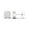 Thumbnail Image 3 of Diamond Halo Stud Earrings 1 ct tw Round-Cut 10K White Gold
