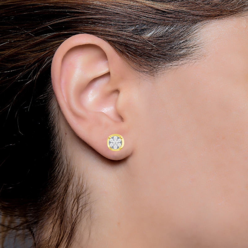 Main Image 3 of Diamond Stud Earrings 1/8 ct tw 10K Two-Tone Gold