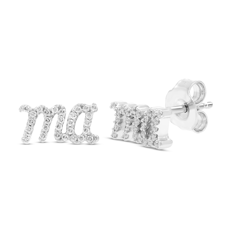 Main Image 1 of Diamond Ma-Ma Earrings 1/8 ct tw Round-Cut 10K White Gold