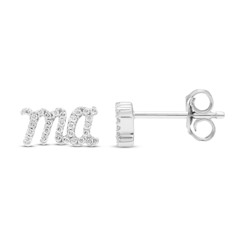 Main Image 2 of Diamond Ma-Ma Earrings 1/8 ct tw Round-Cut 10K White Gold
