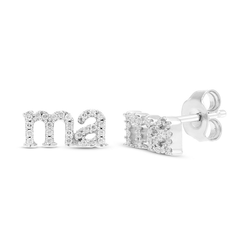 Diamond Ma-Ma Earrings 1/8 ct tw Round-Cut 10K Sterling Silver