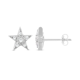 Diamond Star Stud Earrings 1/4 ct tw Round-Cut Sterling Silver