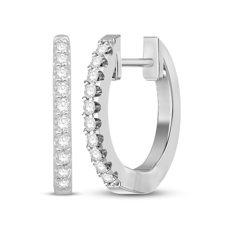 Main Image 1 of Diamond Hoop Earrings 1/6 ct tw 10K White Gold
