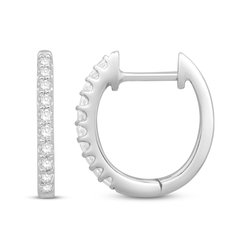 Main Image 2 of Diamond Hoop Earrings 1/6 ct tw 10K White Gold