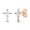 Diamond Cross Stud Earrings 1/5 ct tw Baguette & Round-Cut 10K Rose Gold
