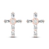 Thumbnail Image 2 of Diamond Cross Stud Earrings 1/5 ct tw Baguette & Round-Cut 10K Rose Gold