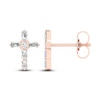 Thumbnail Image 3 of Diamond Cross Stud Earrings 1/5 ct tw Baguette & Round-Cut 10K Rose Gold