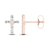 Thumbnail Image 2 of Diamond Cross Stud Earrings 1/5 ct tw Baguette & Round-Cut 10K Rose Gold