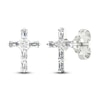 Thumbnail Image 0 of Diamond Cross Stud Earrings 1/5 ct tw Round & Baguette 10K White Gold
