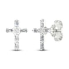 Thumbnail Image 1 of Diamond Cross Stud Earrings 1/5 ct tw Round & Baguette 10K White Gold
