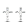 Thumbnail Image 2 of Diamond Cross Stud Earrings 1/5 ct tw Round & Baguette 10K White Gold