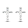 Thumbnail Image 1 of Diamond Cross Stud Earrings 1/5 ct tw Round & Baguette 10K White Gold