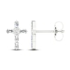 Thumbnail Image 2 of Diamond Cross Stud Earrings 1/5 ct tw Round & Baguette 10K White Gold