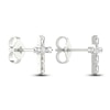Thumbnail Image 4 of Diamond Cross Stud Earrings 1/5 ct tw Round & Baguette 10K White Gold
