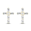 Thumbnail Image 2 of Diamond Cross Stud Earrings 1/5 ct tw Round & Baguette 10K Yellow Gold
