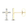 Thumbnail Image 3 of Diamond Cross Stud Earrings 1/5 ct tw Round & Baguette 10K Yellow Gold