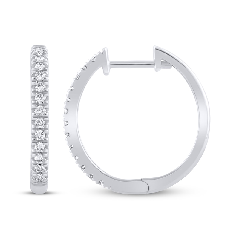 Main Image 1 of Diamond Hoop Earrings 1/4 ct tw 10K White Gold
