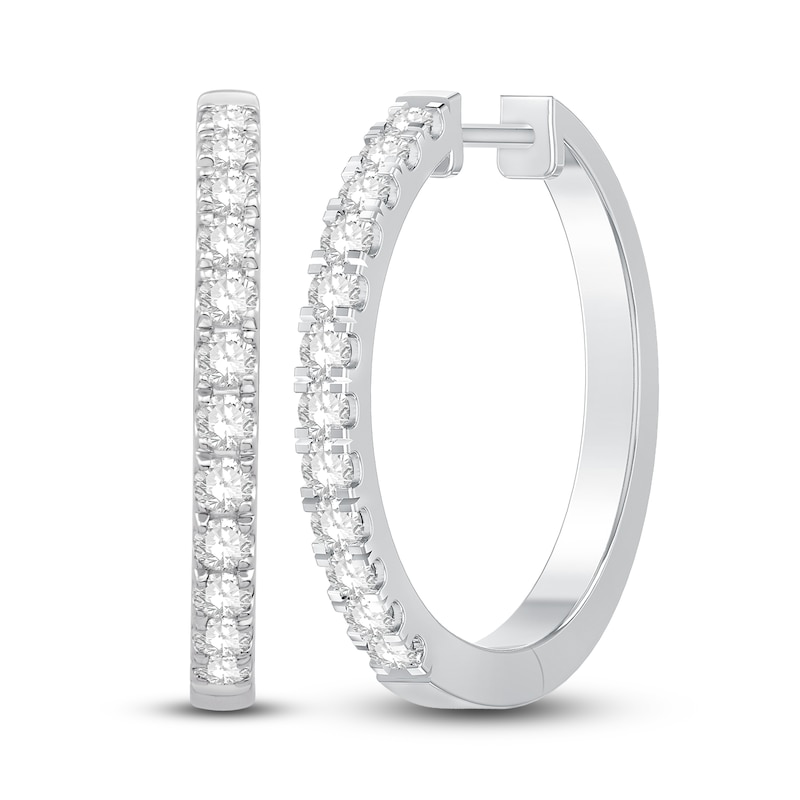 Main Image 1 of Diamond Hoop Earrings 1/2 ct tw 10K White Gold