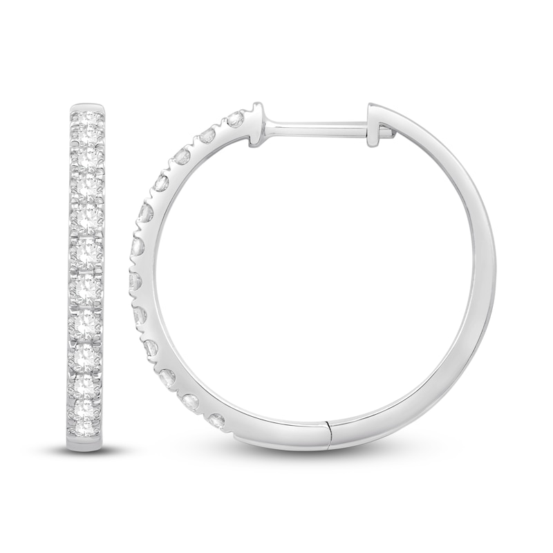 Main Image 2 of Diamond Hoop Earrings 1/2 ct tw 10K White Gold
