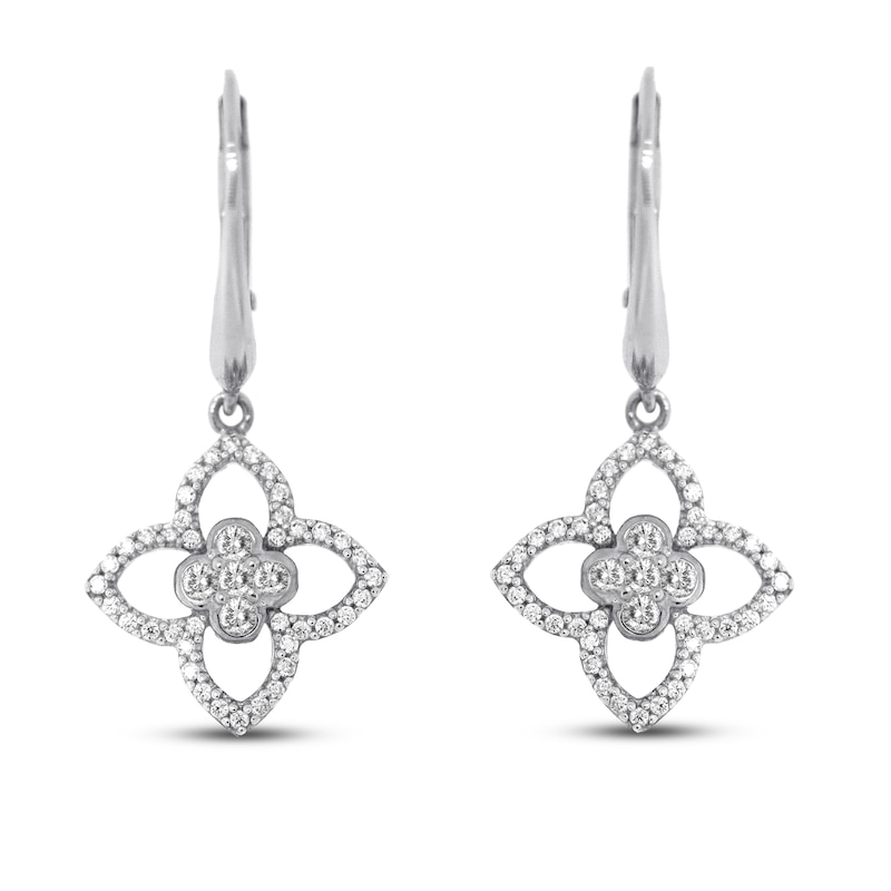 Main Image 1 of Floral Diamond Earrings 5/8 Carat tw 10K White Gold