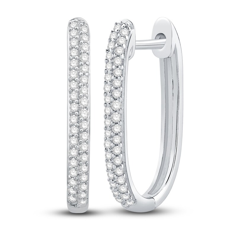 Diamond Hoop Earrings 1/5 ct tw Round-cut 10K White Gold