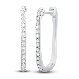 Diamond Hoop Earrings 1/6 ct tw Round-cut Sterling Silver