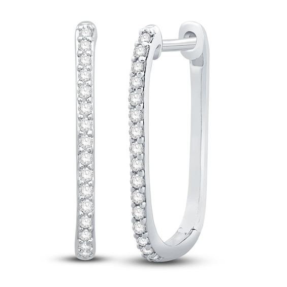 Diamond Hoop Earrings 1/6 ct tw Round-cut Sterling Silver