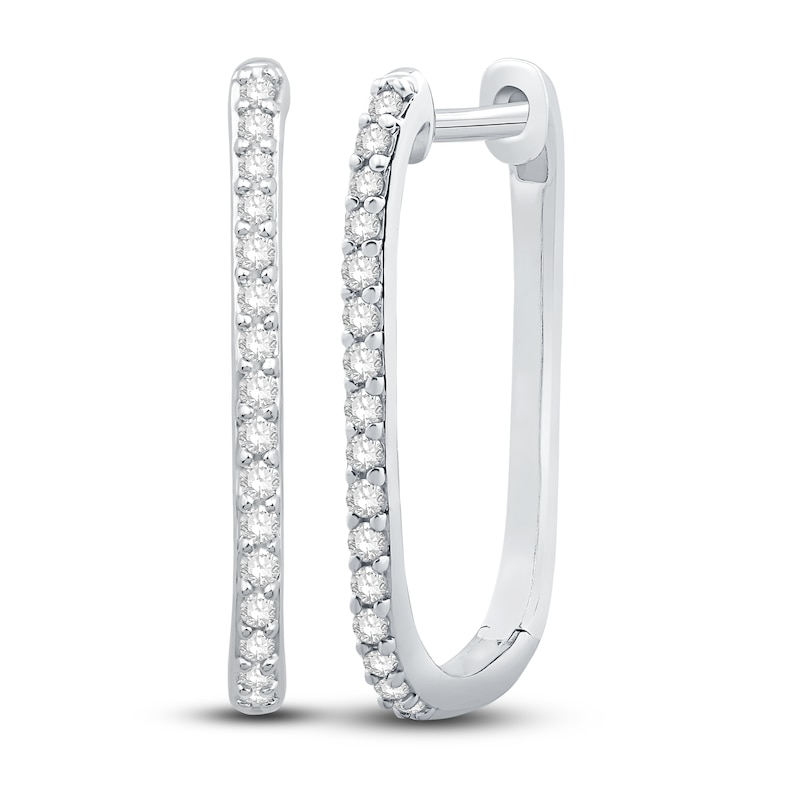 Main Image 2 of Diamond Hoop Earrings 1/6 ct tw Round-cut Sterling Silver