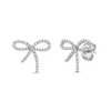Thumbnail Image 1 of Diamond Bow Earrings 1/5 ct tw Round-cut 10K White Gold