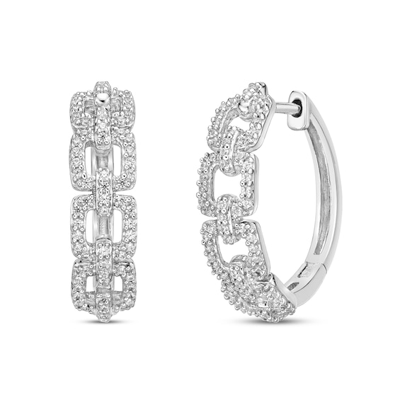 Diamond Hoop Earrings 3/8 ct tw Round-Cut Sterling Silver