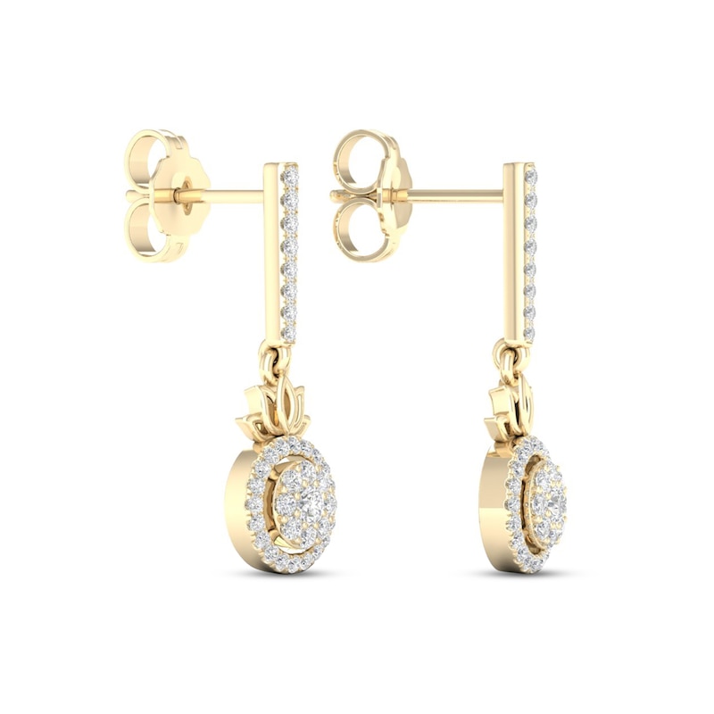 Main Image 3 of By Women For Women Diamond Lotus Drop Earrings 1/3 ct tw Round-cut 10K Yellow Gold