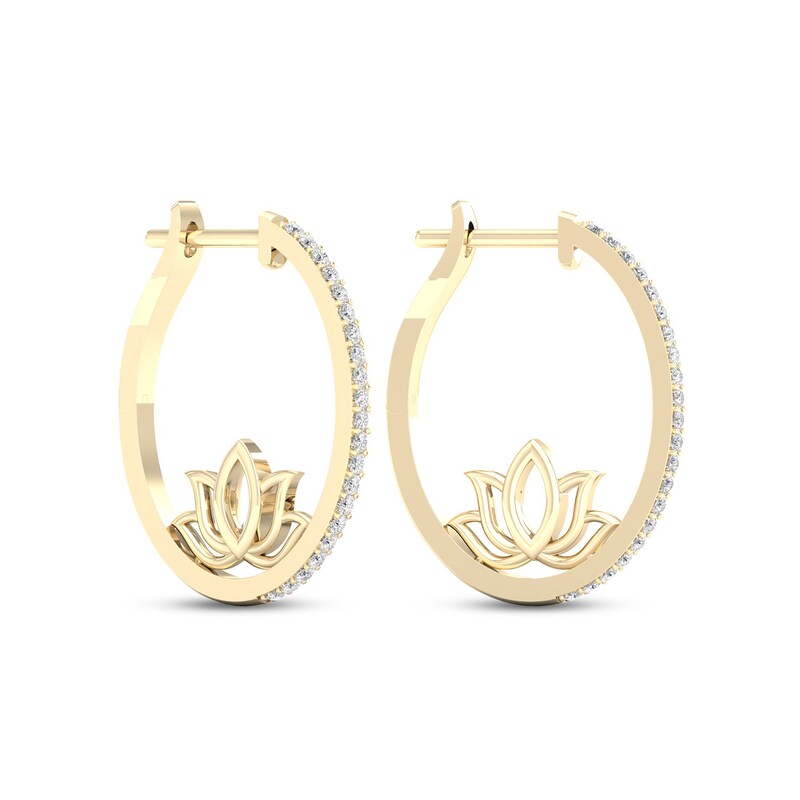 By Women For Women Diamond Lotus Hoop Earrings 1/3 ct tw 10K Yellow Gold