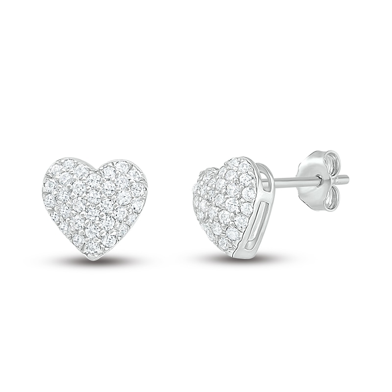 Diamond Heart Earrings 1/4 ct tw Round-cut 10K White Gold
