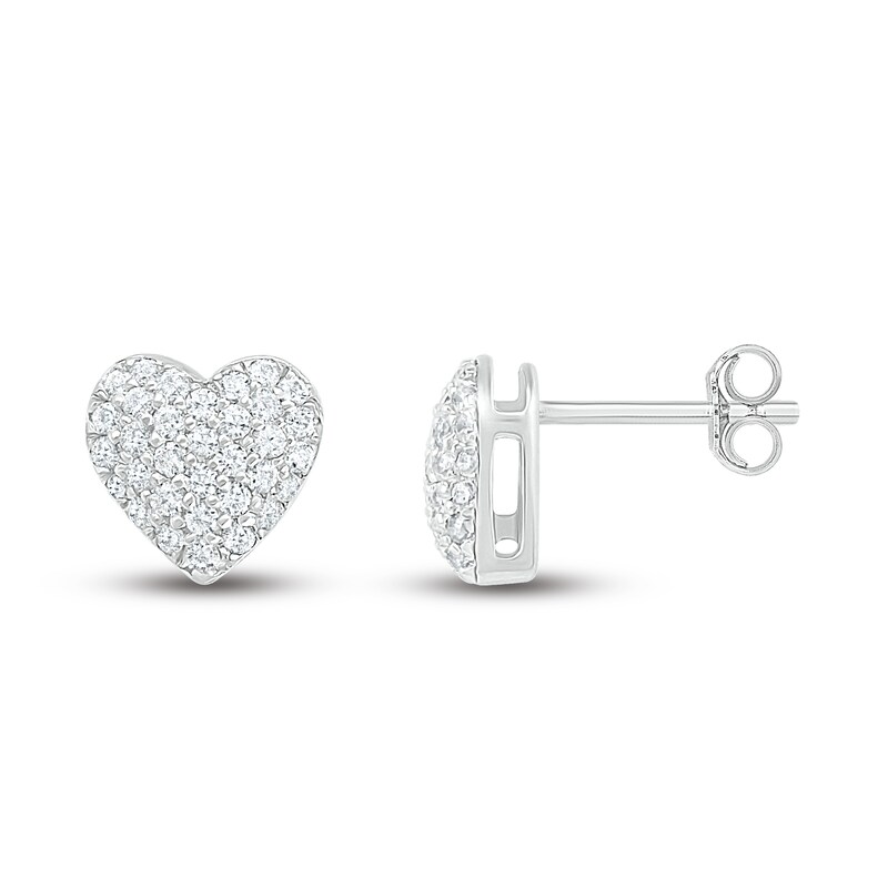 Diamond Heart Earrings 1/4 ct tw Round-cut 10K White Gold | Kay