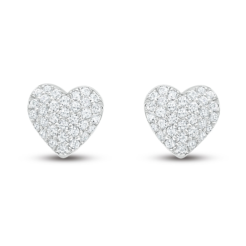 Diamond Heart Earrings 1/4 ct tw Round-cut 10K White Gold