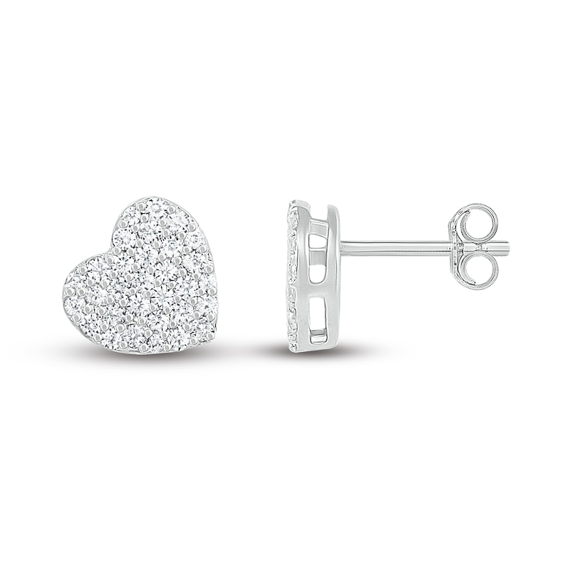 Main Image 2 of Diamond Heart Earrings 1/4 ct tw Round-cut 10K White Gold