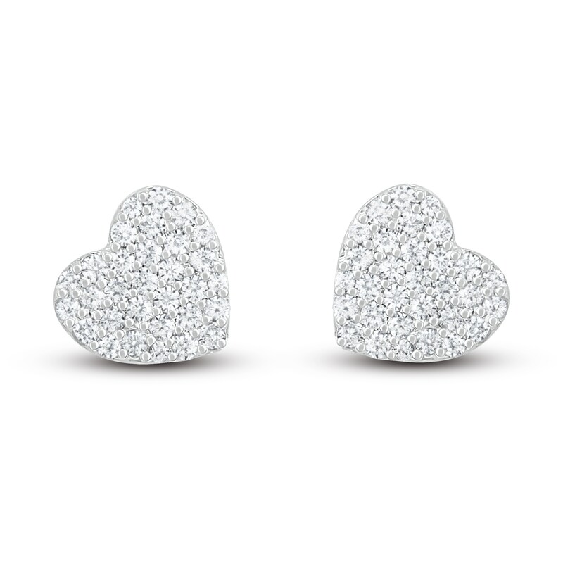Main Image 3 of Diamond Heart Earrings 1/4 ct tw Round-cut 10K White Gold