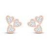 Diamond Triple Heart Earrings 1/10 ct tw Round-cut 10K Rose Gold