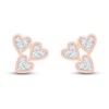 Thumbnail Image 3 of Diamond Triple Heart Earrings 1/10 ct tw Round-cut 10K Rose Gold
