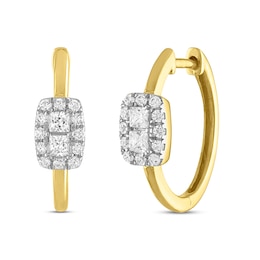Forever Connected Diamond Hoop Earrings 3/8 ct tw Princess & Round-cut 10K Yellow Gold