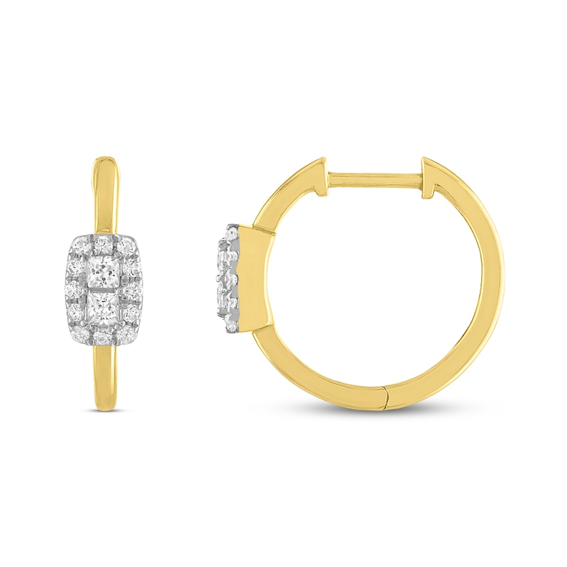 Forever Connected Diamond Hoop Earrings 3/8 ct tw Princess & Round-cut 10K Yellow Gold