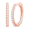 Thumbnail Image 1 of Black & White Reversible Diamond Hoop Earrings 1/4 ct tw Round-Cut 10K Rose Gold