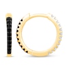 Thumbnail Image 2 of Black & White Reversible Diamond Hoop Earrings 1/4 ct tw Round-Cut 10K Yellow Gold