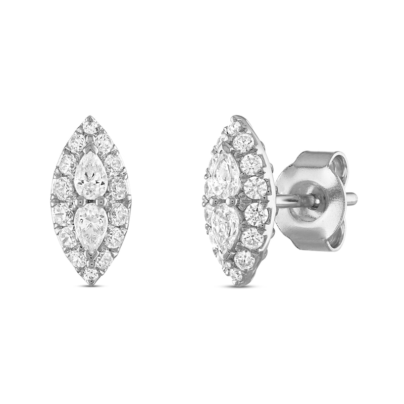Forever Connected Diamond Earrings 3/8 ct tw Pear & Round-cut 10K White Gold with 360