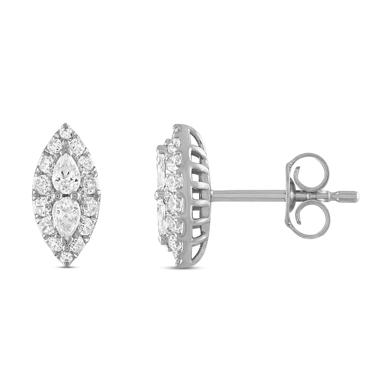 Forever Connected Diamond Earrings 3/8 ct tw Pear & Round-cut 10K White Gold