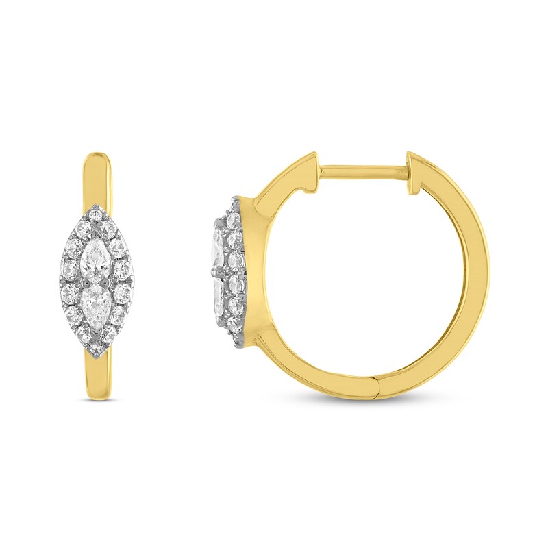Forever Connected Diamond Hoop Earrings 3/8 ct tw Pear & Round-cut 10K Yellow Gold