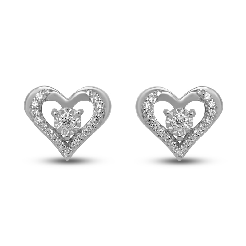 Heart Shape Diamond Stud Earrings, Platinum & White Gold