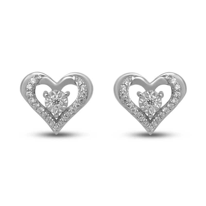 Heart Shape Diamond Stud Earrings, Platinum & White Gold